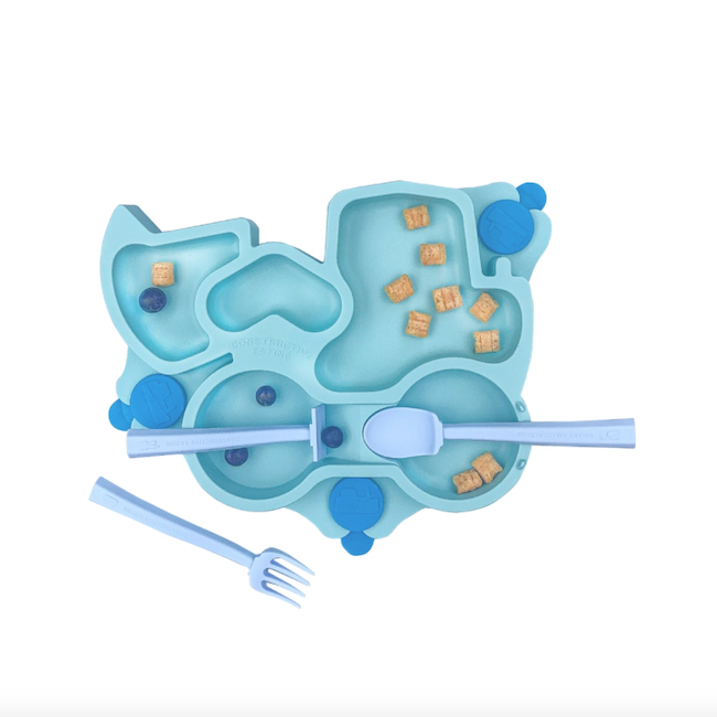 CONSTRUCTIVE EATING CONSTRUCTIVE BABY TEAL TRUCK PLATE SET