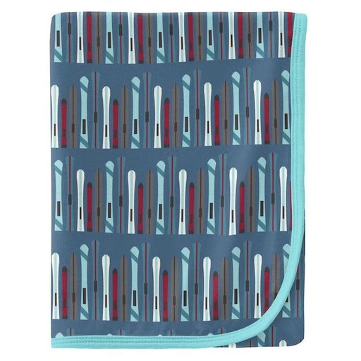 KICKEE PANTS Print Swaddling Blanket In Twilight Skis