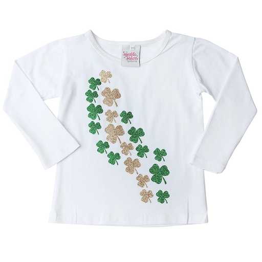 COUTURE CLIPS Falling Shamrocks Long Sleeve T-Shirt