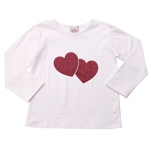 Couture Clips Red Double Heart Long Sleeve T-Shirt