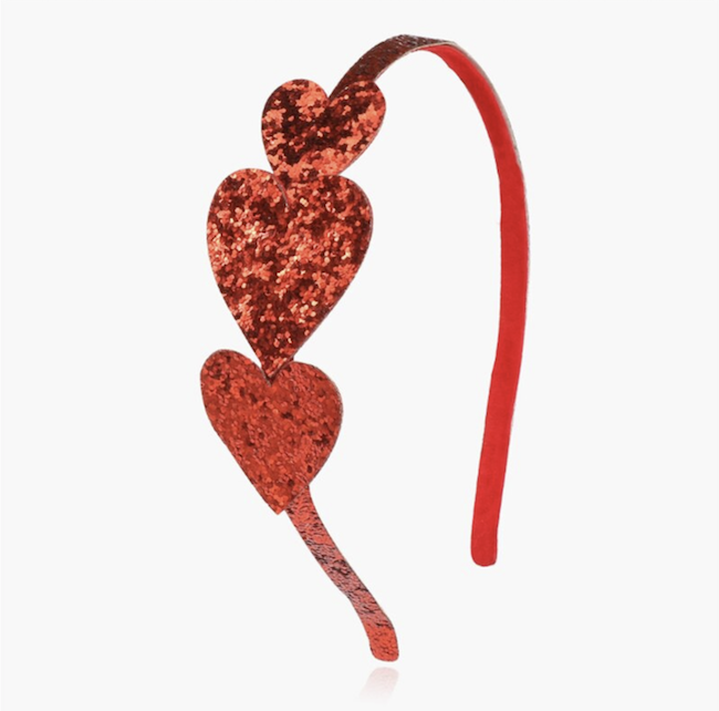 COUTURE CLIPS Red Glitter Heart Headband
