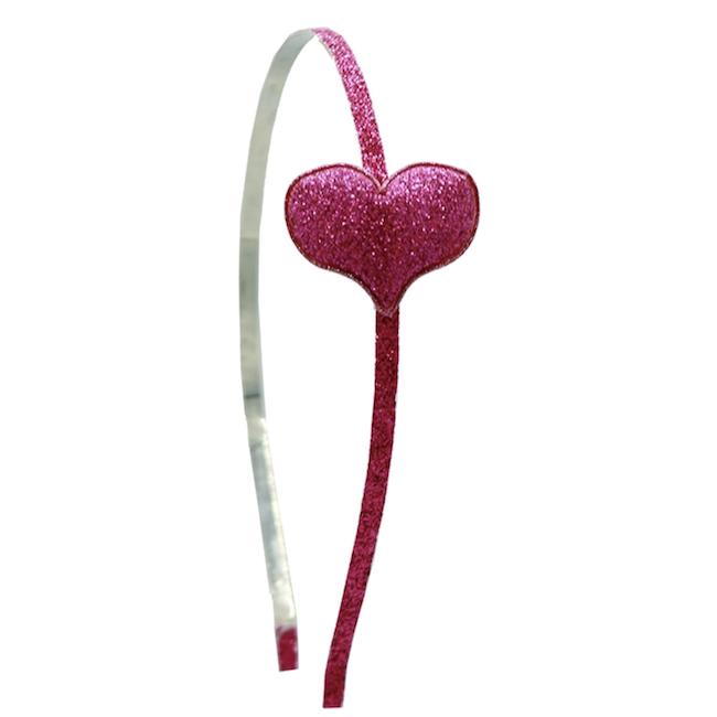 COUTURE CLIPS Hot Pink Sparkle Heart Headband