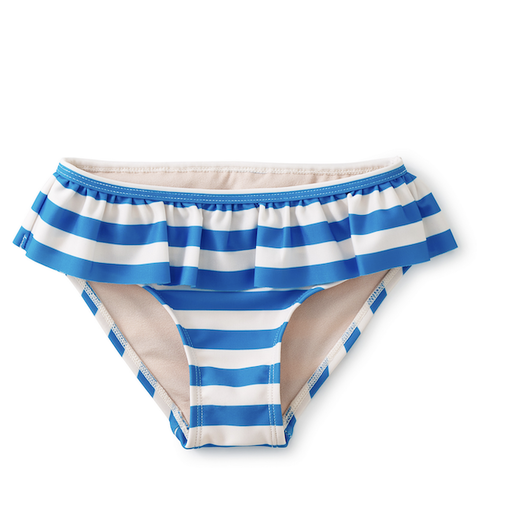 Tea Ruffled Stripe Bikini Bottom
