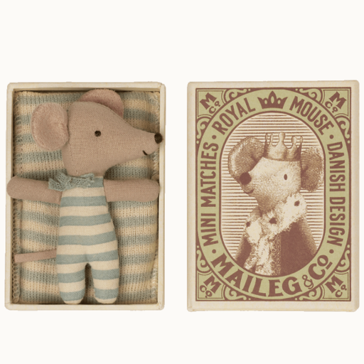 Maileg Baby Mouse, Sleepy/Wakey In Matchbox - Boy