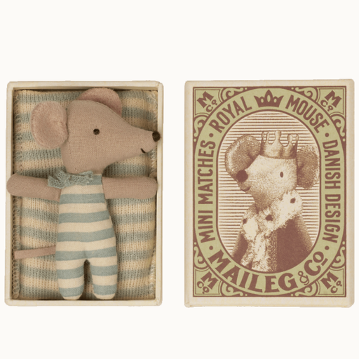 MAILEG Baby Mouse, Sleepy/Wakey In Matchbox - Boy