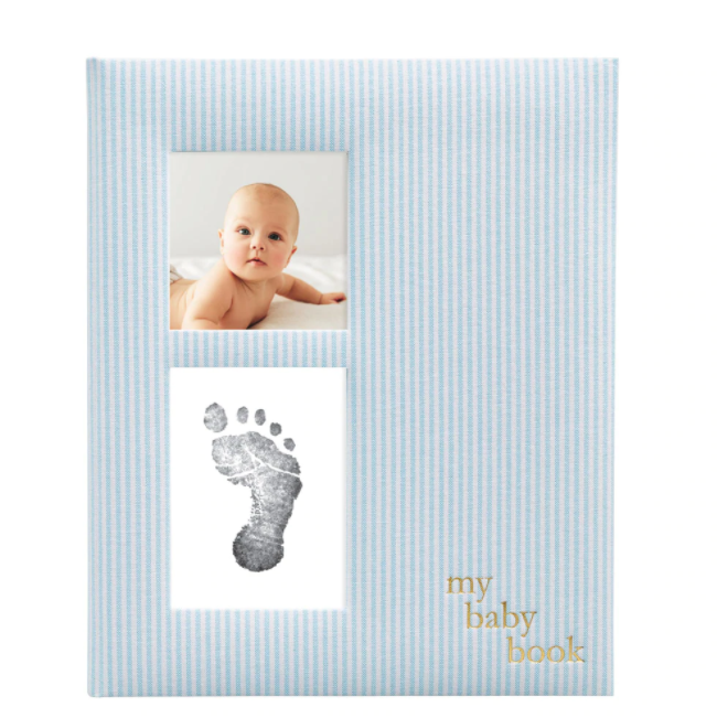 PEARHEAD Blue Seersucker Baby Book