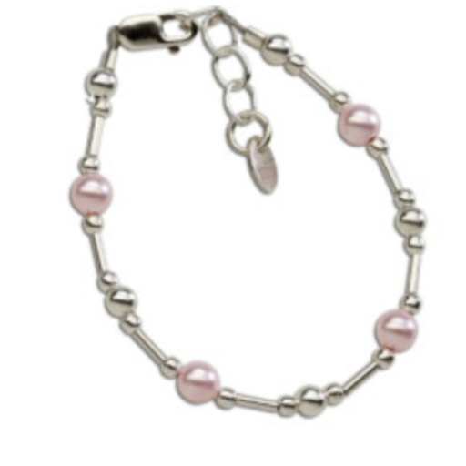 CHERISHED MOMENTS, LLC Silver Bracelet With Pink Pearls & Liquid Silver-Medium