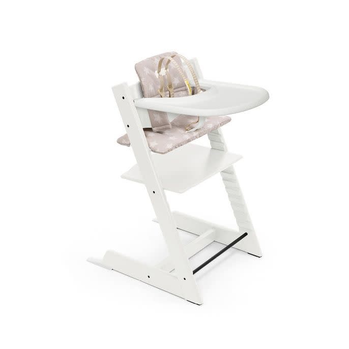 Tripp Trapp High Chair: Complete White with Silver Stars Cushion & Tray -  Perfect for Kids! - Bellaboo