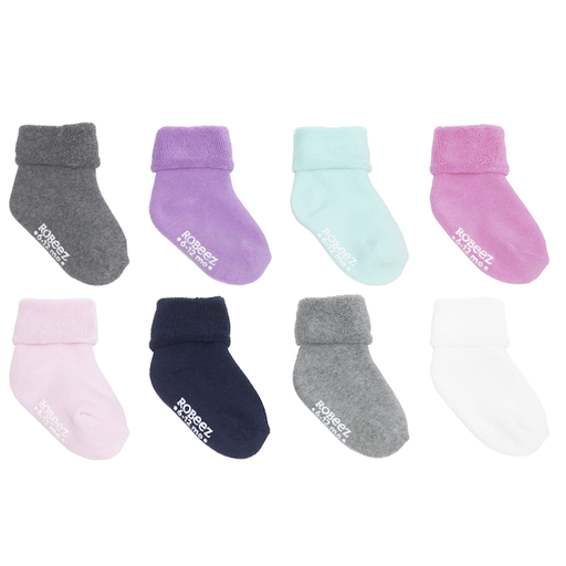 ROBEEZ Solid Terry Infant Cuff Socks 8 Pack