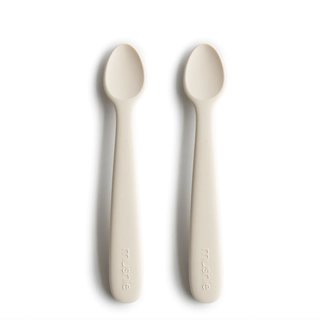 Mushie Silicone Feeding Spoons-2 Pack/Ivory
