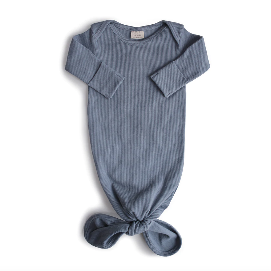 Adorable Ribbed Knotted Baby Gown - Shop Now to Dress Up Your