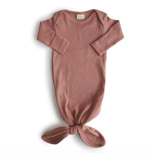 Mushie Ribbed Knotted Baby Gown