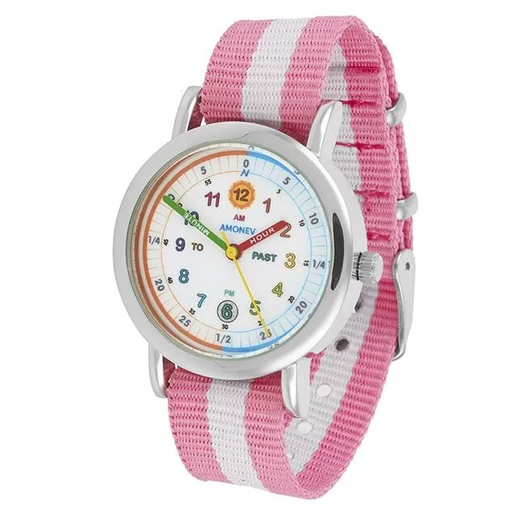 AMONEV  KIDS Time Teacher Watch - Pink Stripe