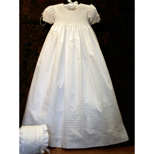 ISABEL GARRETON Pearls Silk Christening Gown With Bonnet- Ivory/ 9-12M