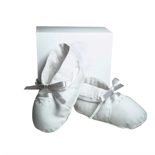 ISABEL GARRETON Embroidered Detail Booties In Cotton Batiste - Ivory/3-6M