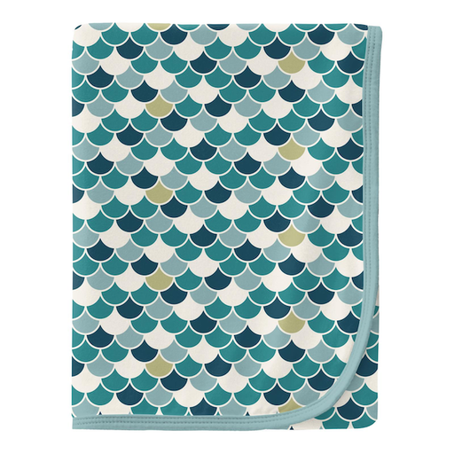 KICKEE PANTS Print Swaddling Blanket In Lagoon Scales