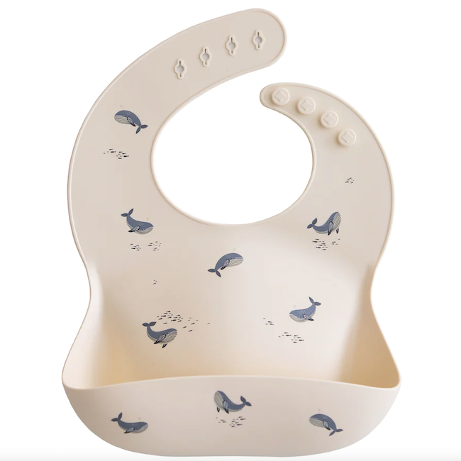 Mushie Silicone Baby Bib - Whales