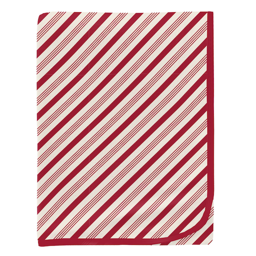 KICKEE PANTS Print Swaddling Blanket In Crimson Candy Cane Stripe