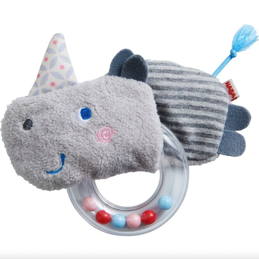 HABA Clutching Toy Rhino Rattle With Removable  Teething Ring
