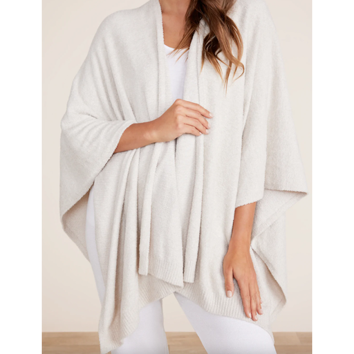 BAREFOOT DREAMS COZYCHIC LITE WEEKEND WRAP IN HEATHERED STONE/PEARL