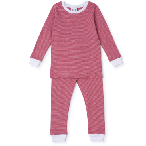 LILA + HAYES Grayson Pajama Set In Red And White Stripes