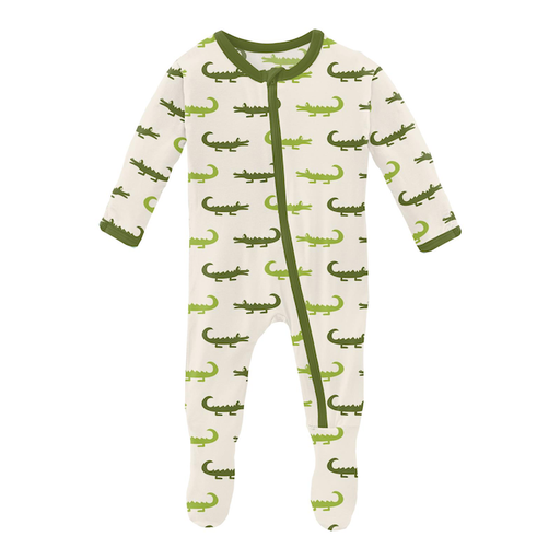 Kickee Pants Print Footie With Zipper In Natural Crocodile