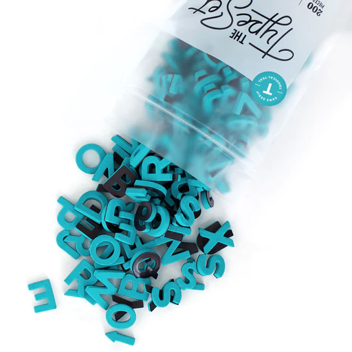 THE TYPE SET CO SOFT MAGNETIC LETTERS 1" 200 PIECE SANS SERIF COLOR IN TROPICAL TEAL