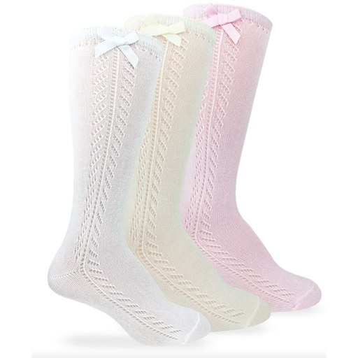 JEFFERIES SOCKS Pointelle Bow Knee High Socks