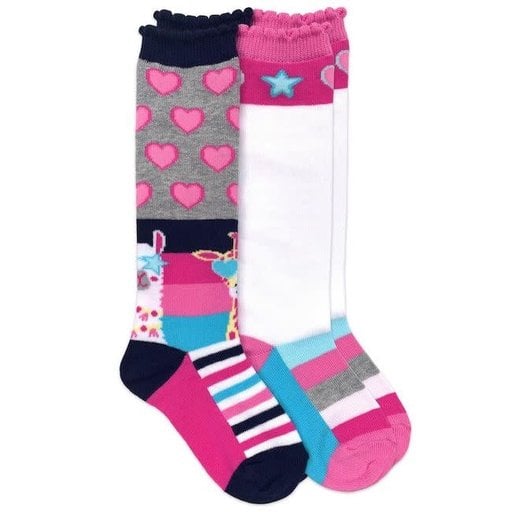 Jefferies Socks Llama and Hearts Fuzzy Non-Skid Slipper Socks 2 Pair Pack