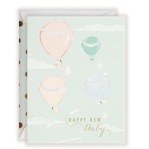 THE FIRST SNOW Air Balloon Baby Card