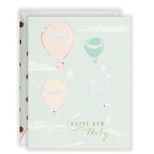 THE FIRST SNOW Happy New Balloon Baby Greeting Card