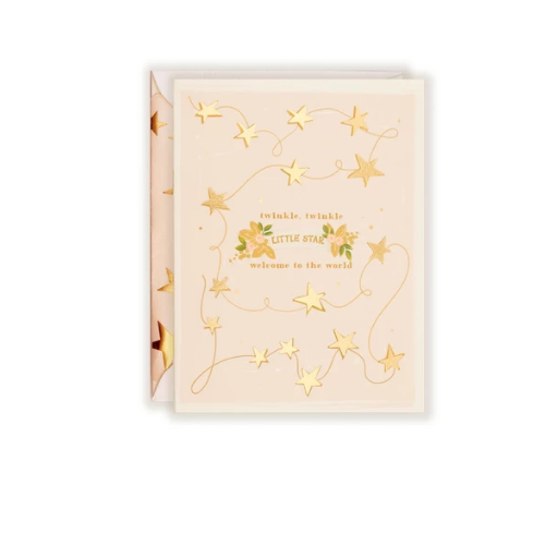 THE FIRST SNOW Twinkle Twinkle Little Star Blush Baby Greeting Card