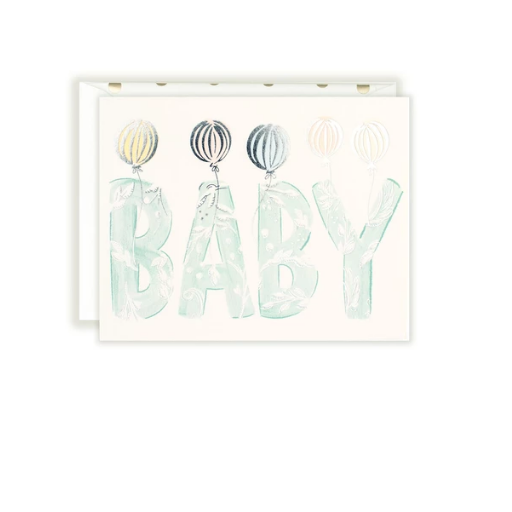 THE FIRST SNOW Foil Baby Aqua Letters Card