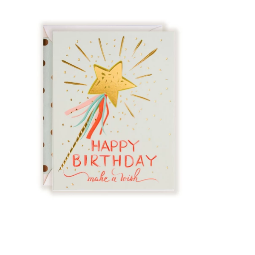THE FIRST SNOW Foil Make A Wish Birthday Card