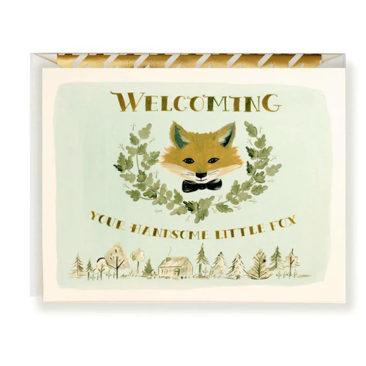 THE FIRST SNOW Welcome Handsome Fox Card