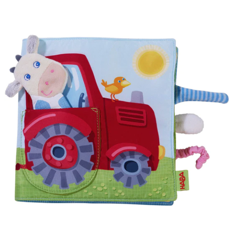 HABA Down On The Farm Soft Book With Cow Puppet