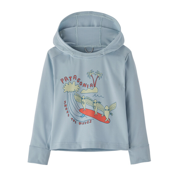 PATAGONIA BABY CAPILENE SILKWEIGHT HOODY IN PLANK PARTY