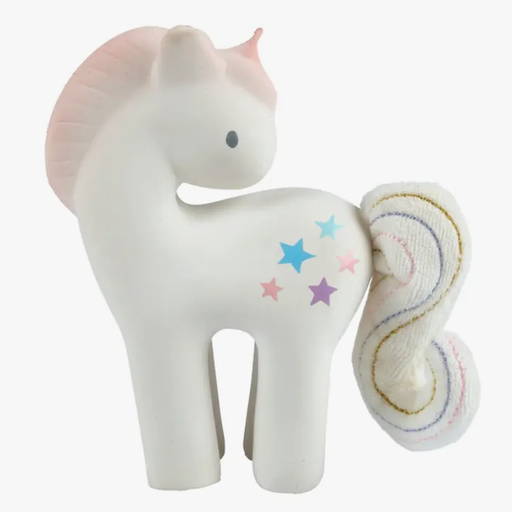 TIKIRI Cotton Candy Unicorn Natural Rubber Rattle And Bath Toy