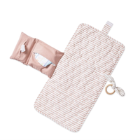 PEHR STRIPED ON THE GO PORTABLE CHANGING PAD IN ROSE PINK