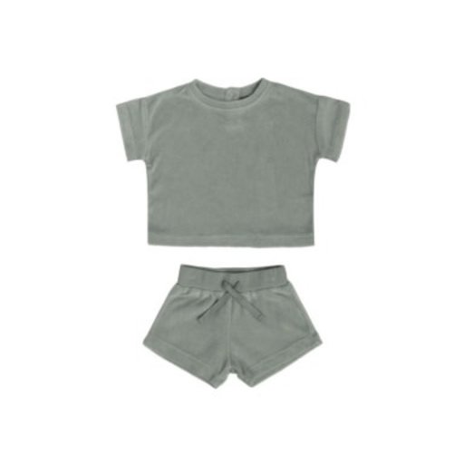 QUINCY MAE Terry Tee & Shorts Set | Sea Green