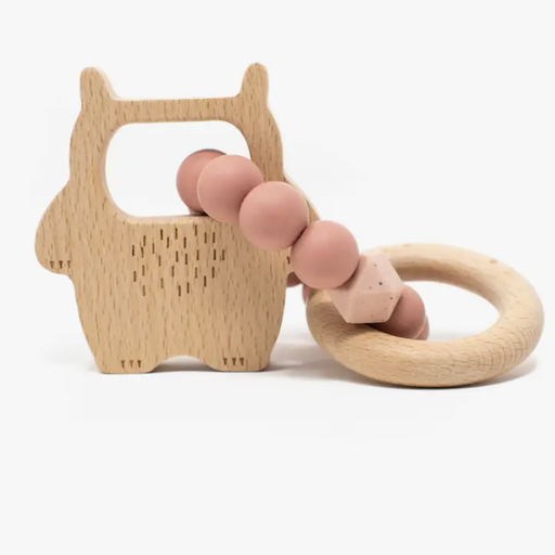 THREE HEARTS MODERN TEETHING ACCESSORIES Wild Thing Rattle -Rose Dawn