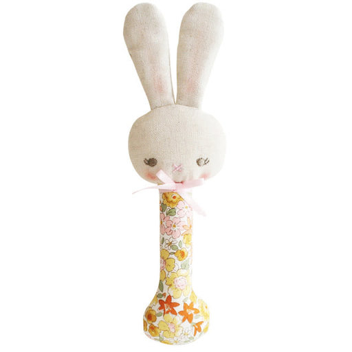 ALIMROSE Bunny Stick Rattle In Sweet Marigold