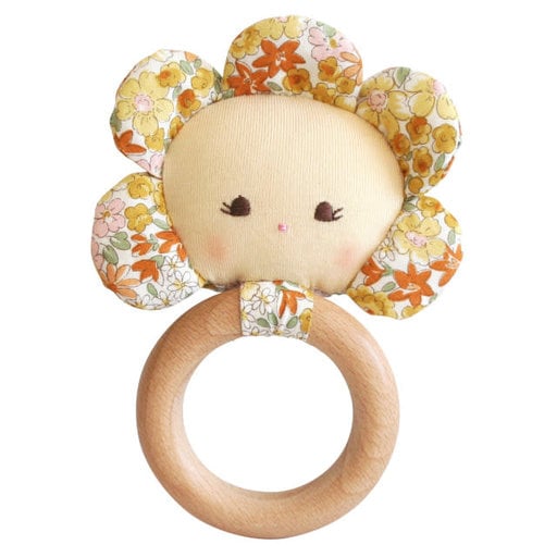 ALIMROSE Flower Baby Teether Rattle In Sweet Marigold