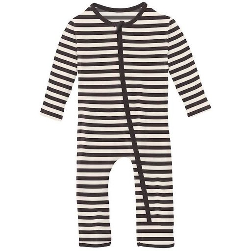 KICKEE PANTS Print Coverall With Zipper In Jailhouse Rock Stripe/9-12M