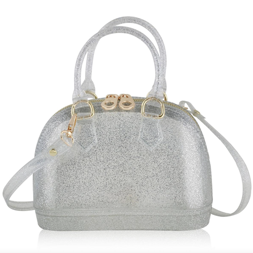 CARRYING KIND CATE JELLY BAG IN SILVER SPARKLE