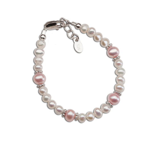 CHERISHED MOMENTS, LLC Addie Silver Bracelet With Pink & White Freshwater Pearls