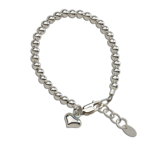 Cherished Moments, LLC Camry Sterling Silver Bracelet With Silver Bead And Puff Heart