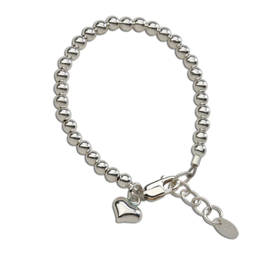 CHERISHED MOMENTS, LLC Camry Sterling Silver Bracelet With Silver Bead And Puff Heart