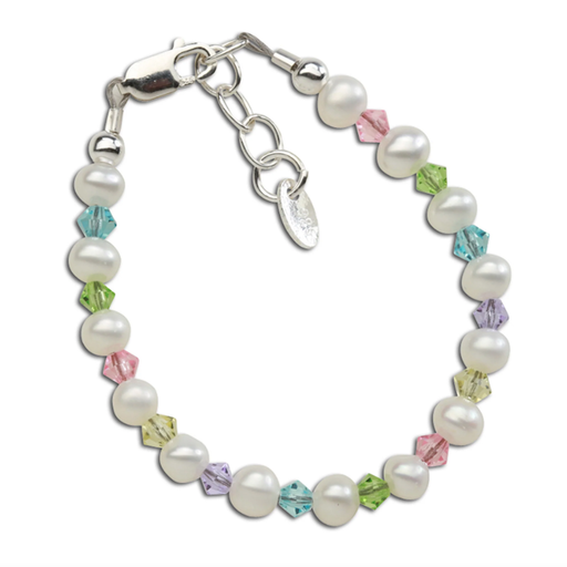 CHERISHED MOMENTS, LLC DANIELA STERLING SILVER PEARL BRACELET WITH MULTI CRYSTALS