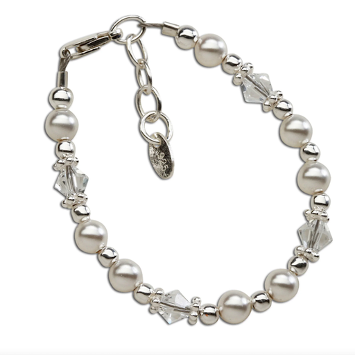 CHERISHED MOMENTS, LLC Hope Silver Bracelet With Pearls & Crystals